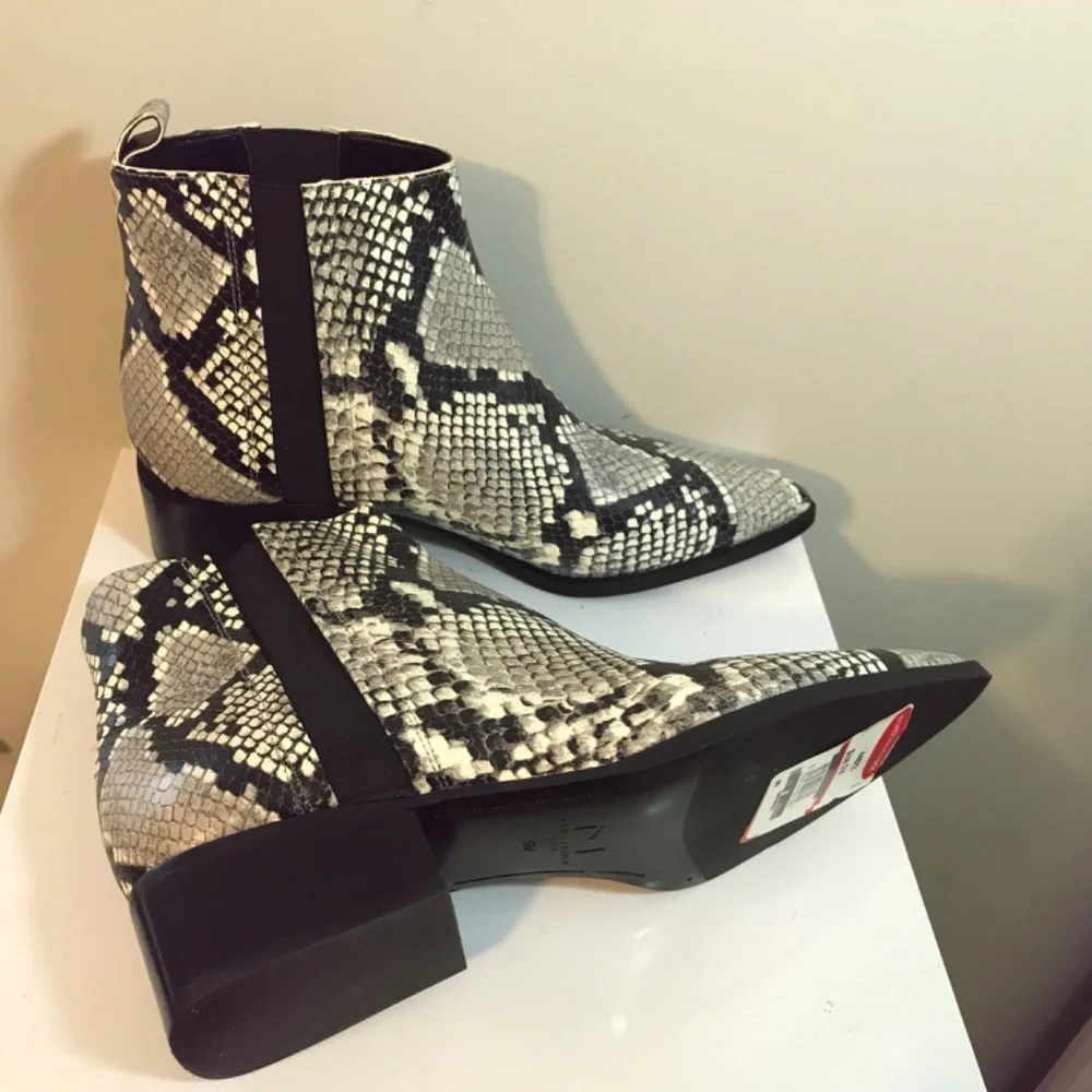 Marc Fisher Snakeskin print Vivica block heel boots